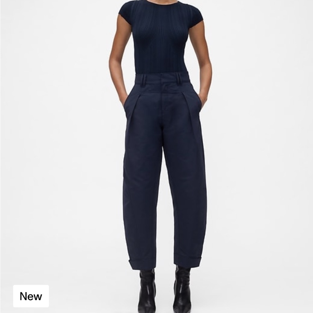 Gapstudio High rise barrel leg navy trouser size 8/29